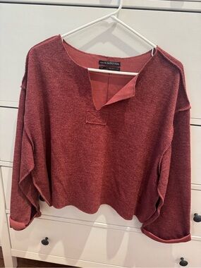 Urban Outfitters Brick Red V-Notch Knit Pullover